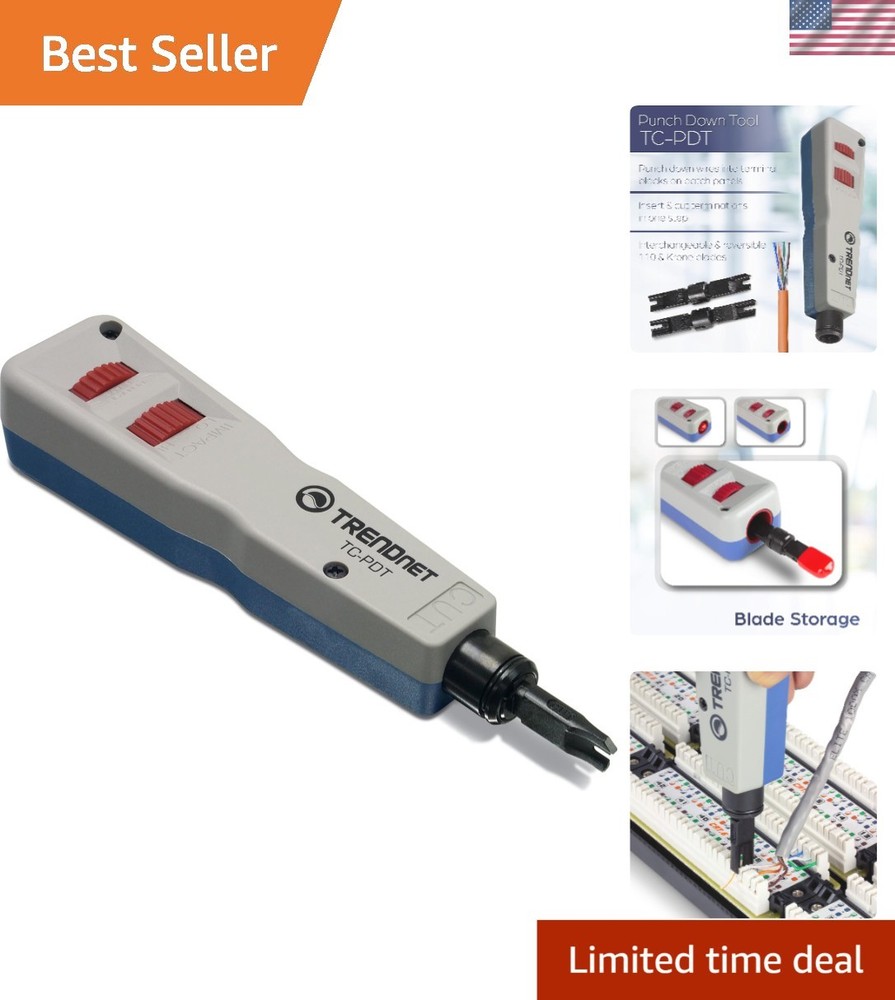 NDAA Compliant Punch Down Tool with Twist & Lock Blade Storage - Compact Design