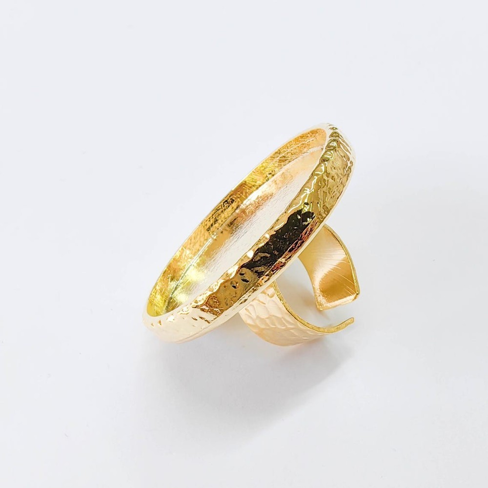 Shiny Gold Plated Ring Blank Base Bezel Setting Adjustable Ring 40mm G37843
