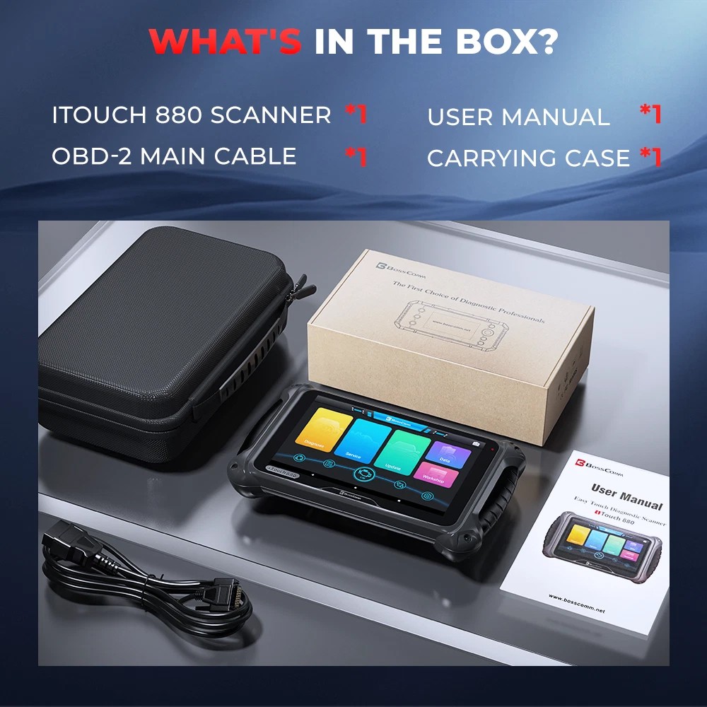 BOSSCOMM iTouch 880 OBD2 Scanner Full System Diagnostic Tool 8+HOT Reset Service