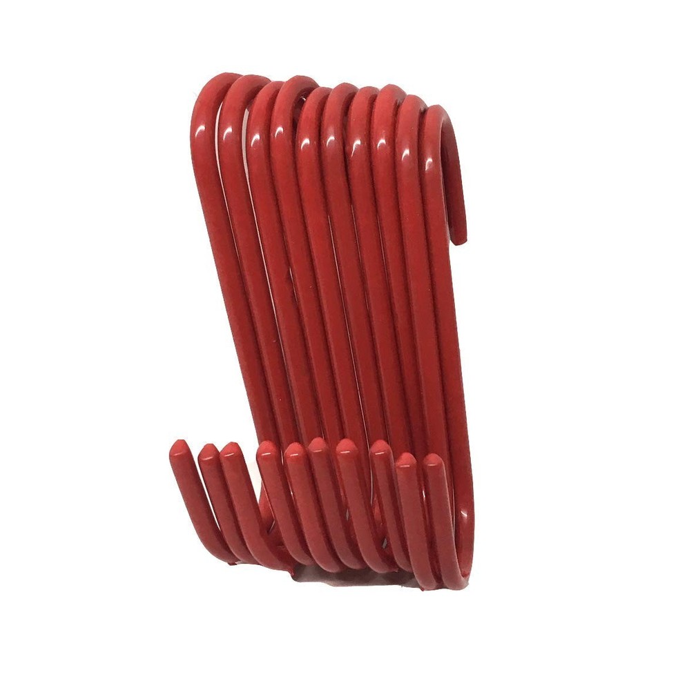 10 Pc Utility Hook Set S Shape Home or Shop Tool Red