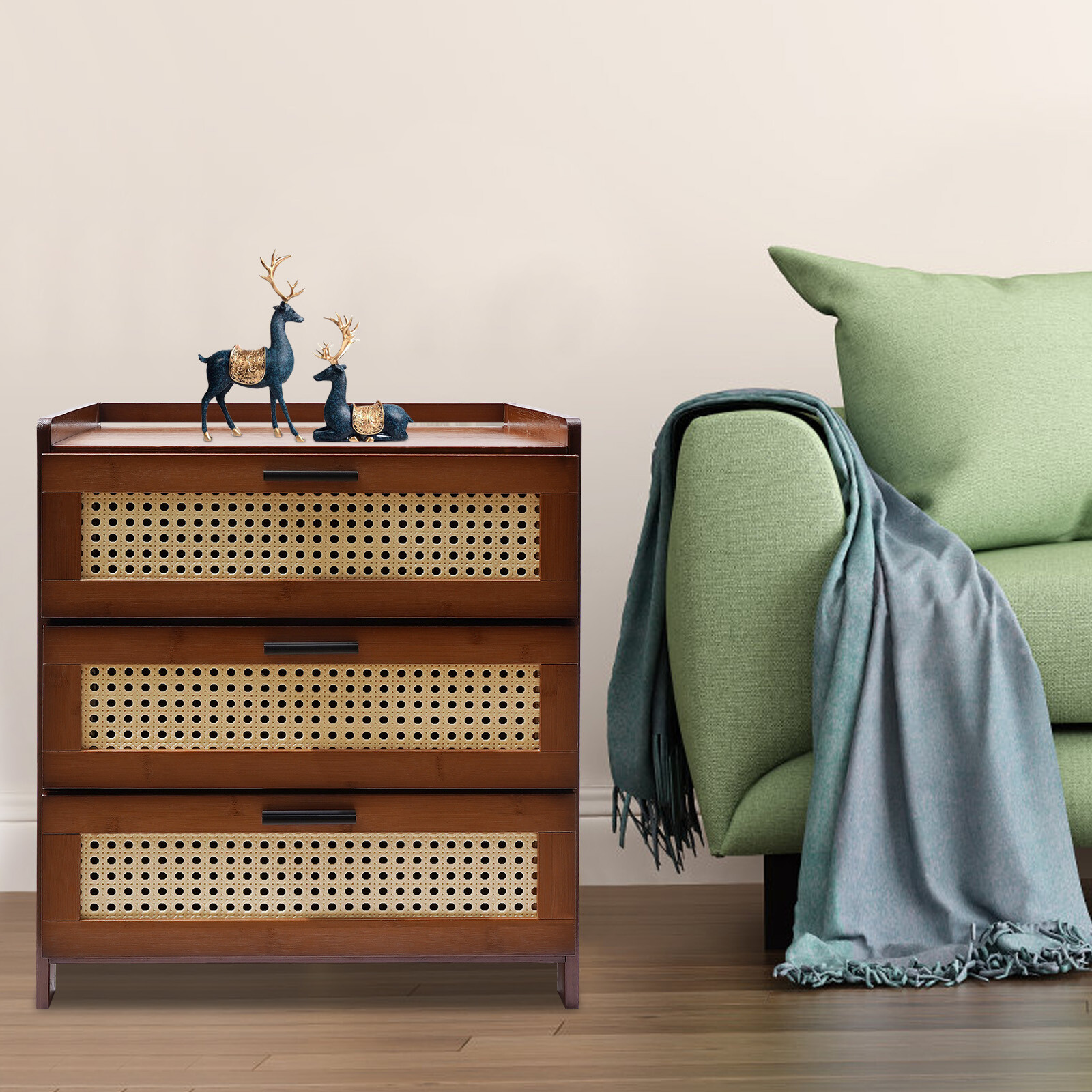 Nightstand Storage Cabinet & 3-Drawer Bedroom Bedside End Table Furniture NEW