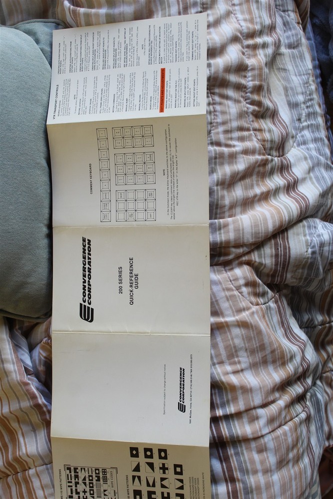 CONVERGENCE CORPORATION 200 SERIES VIDEO EDITOR QUICK REFERENCE GUIDE