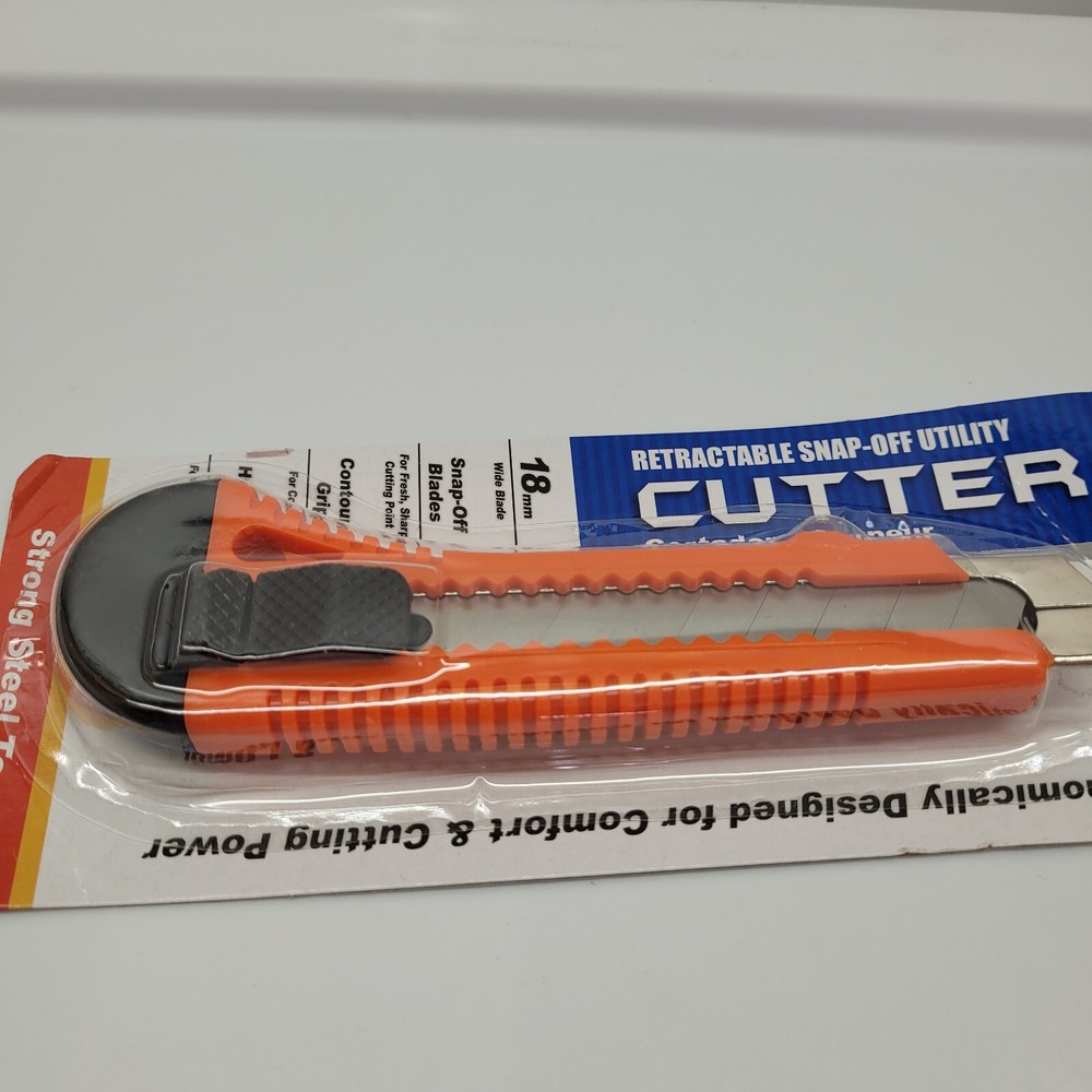 Bazic Orange Retractable Snap-Off Utility Cutter Ergonomically designed 18mm