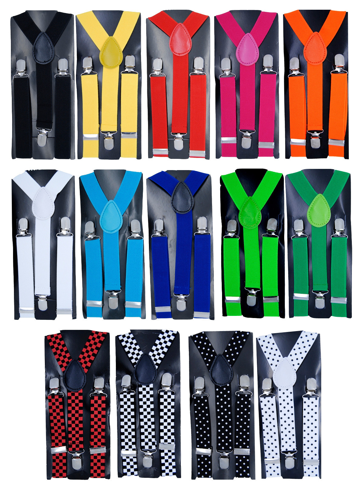 Kids Suspender Clip-on Y-Back Boys & Girls Elastic Suspenders 14 Colors