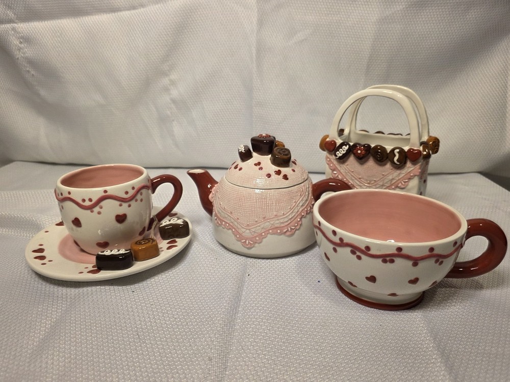 Vintage Ceramic Chocolate Candy Tea Set