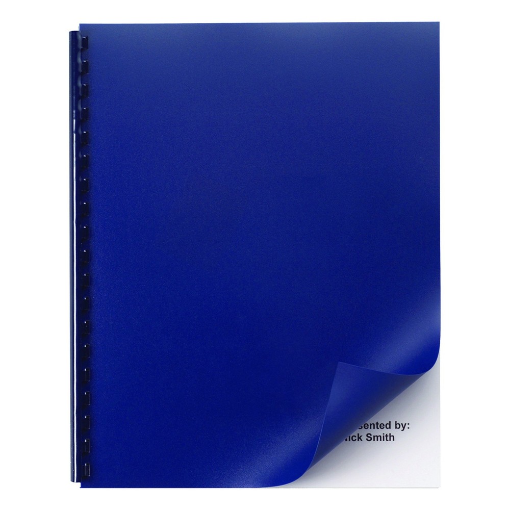 Pack of 50 Navy Solid Plastic Binding Covers Heavy Duty Unpunched Square Corners