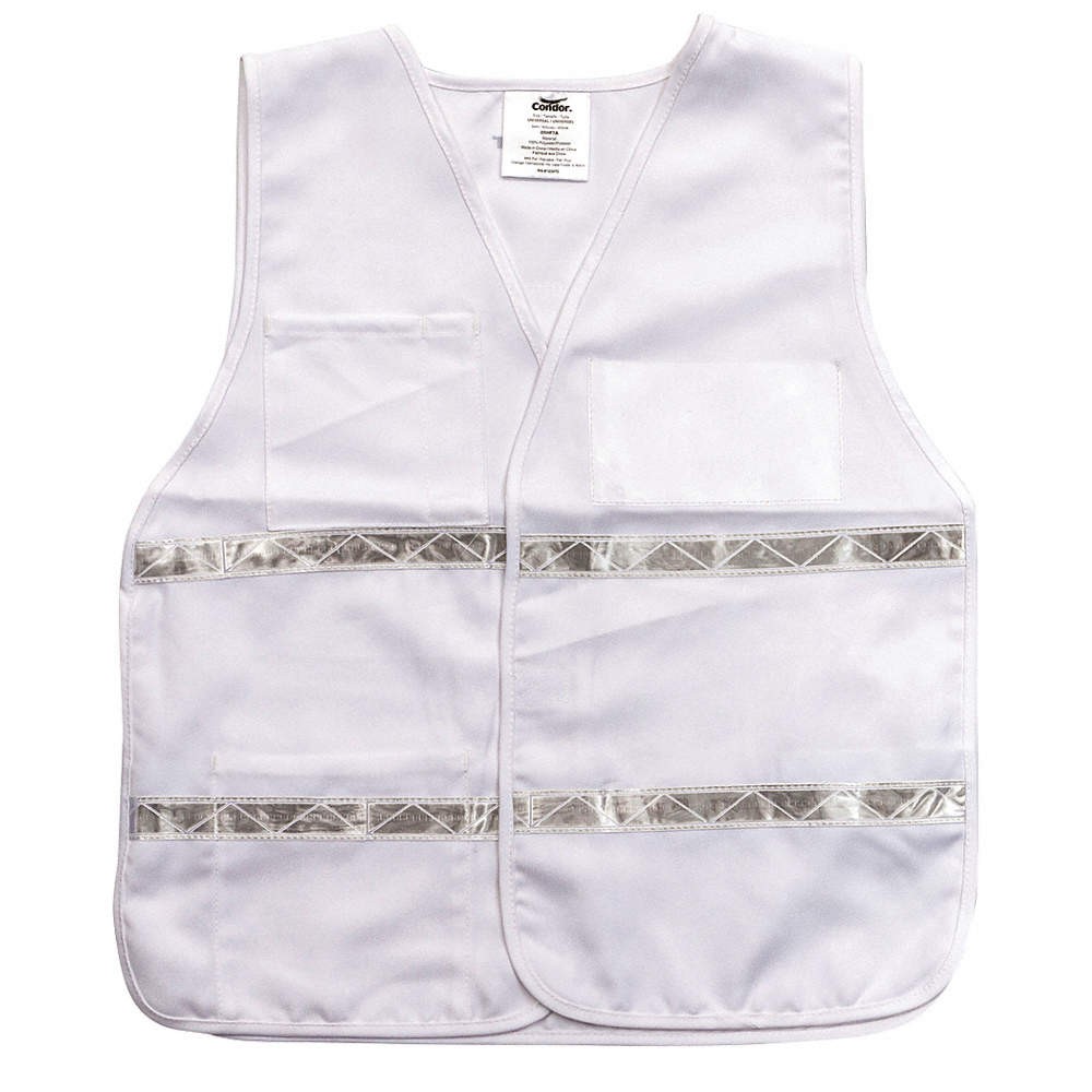 CONDOR 8RHF7 Safety Vest,White,Legend Insert,Univsl 8RHF7