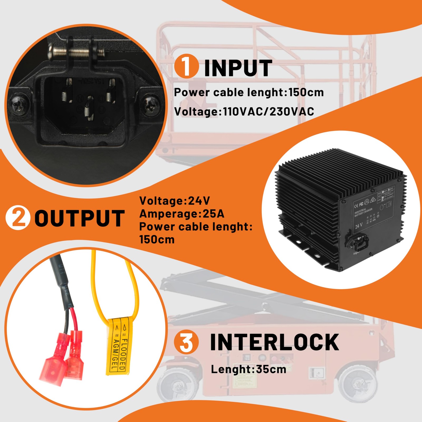 Battery Charger for Genie Skyjack JLG Scissor Lifts HB600 105739 161827 128537