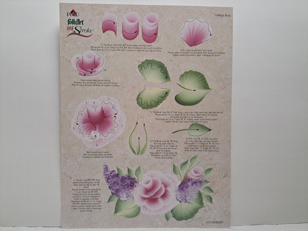 Plaid (Folk Art) Work Sheet - (One Stroke) Cabbage Rose & Ivy