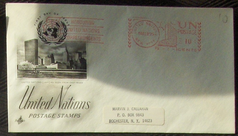 2 different FDC UNITED NATIONS POSTAGE STAMPS, NEW YORK 4/1977.
