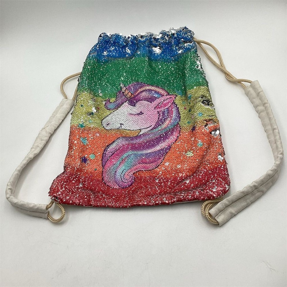 LURICO Unicorn Sequin Drawstring Bag Large Multicolor Kids Backpack