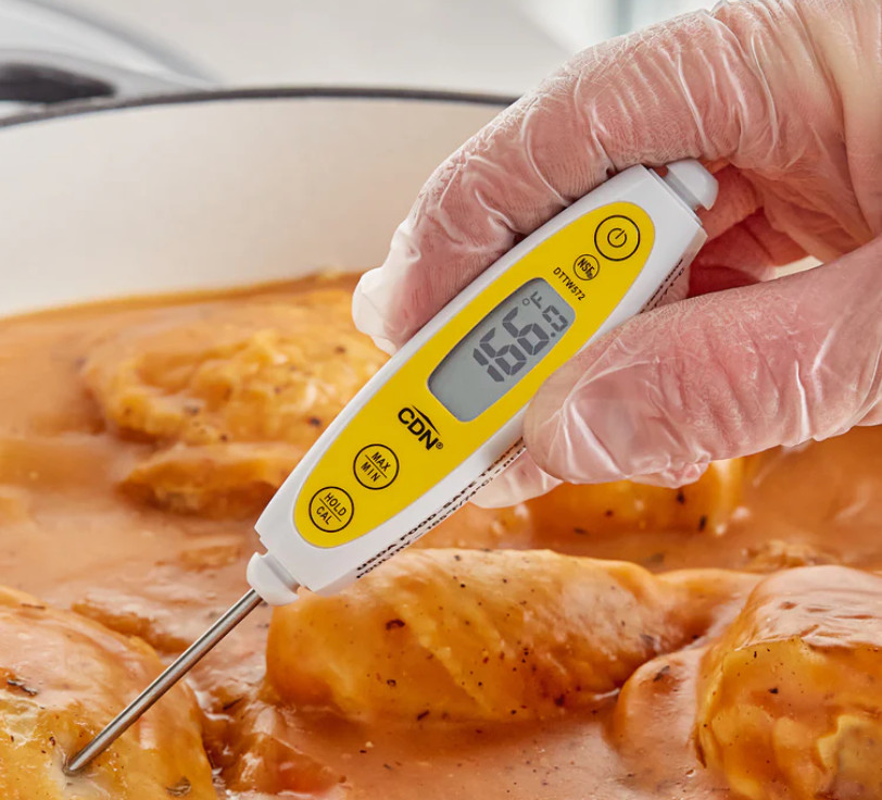 CDN Waterproof Thin Tip Thermometer,White 3.5" Stem