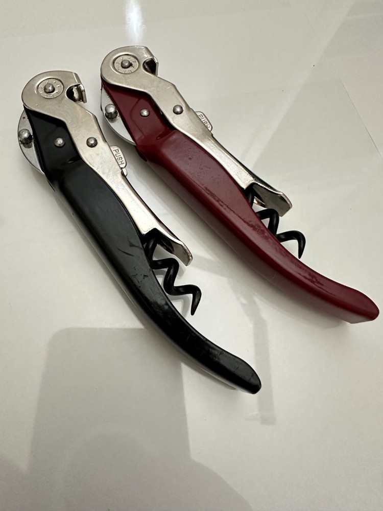 (2) Pulltex ClickCut Black / Burgundy Waiters Corkscrew Wine Key Opener