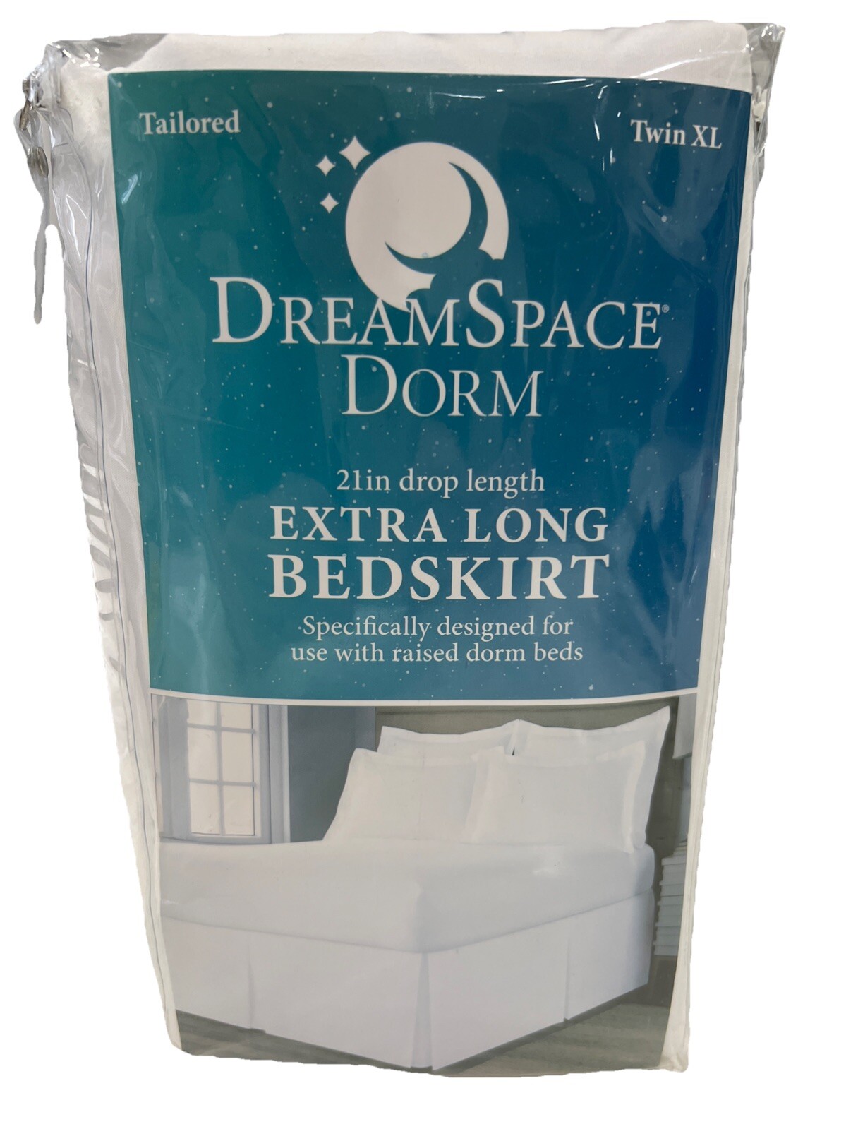 Twin XL Dorm Bed Skirt (Extra Long 21 Inch Drop) White Tailored Durable Design