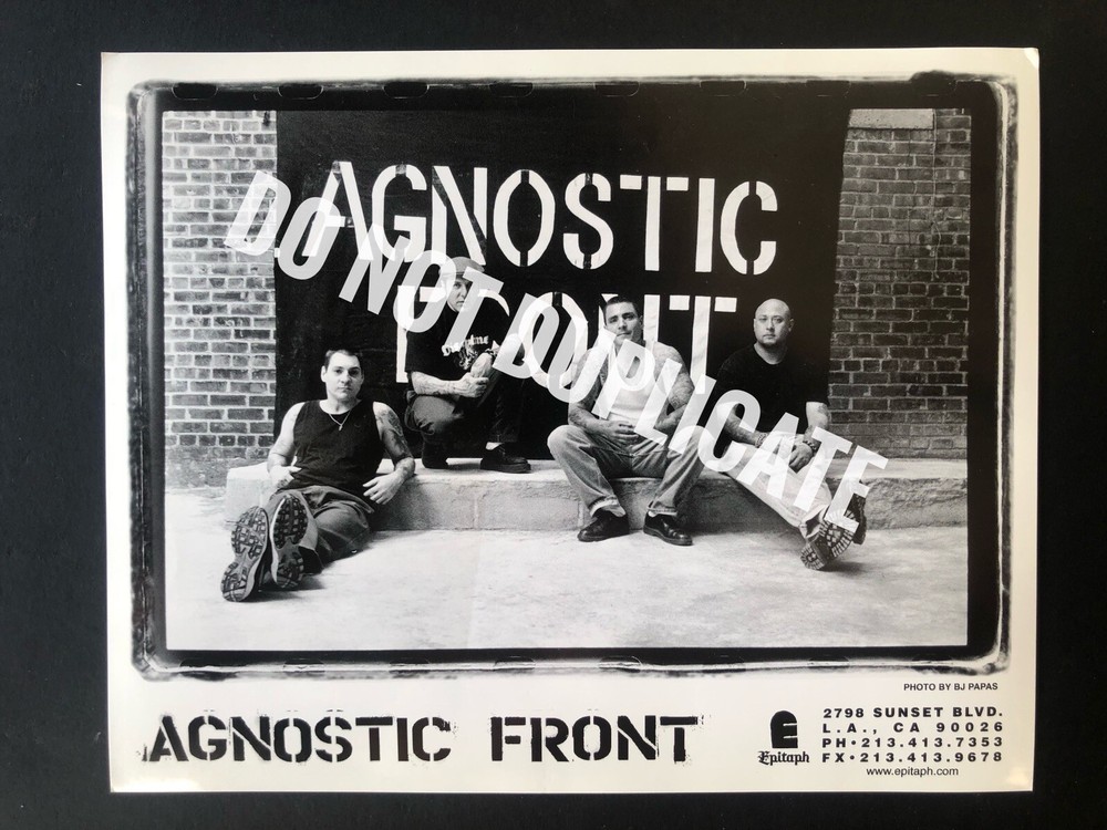 AGNOSTIC FRONT • Promo Photo • 8 x 10 • B & W • Epitaph • BJ Pappas