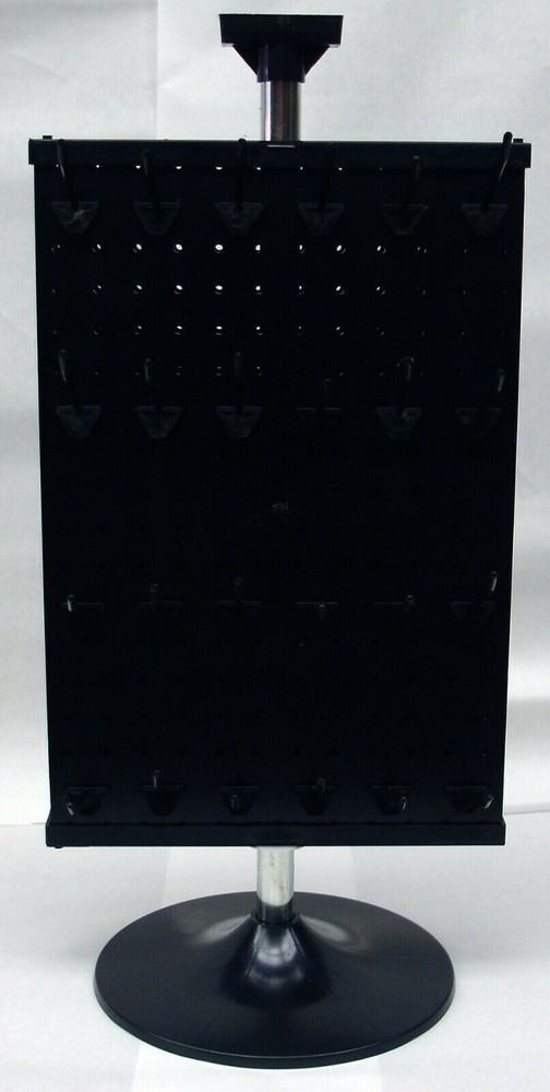 2 Sided Plastic Black Counter Top Peg Board Spinner Rack Display with Hooks