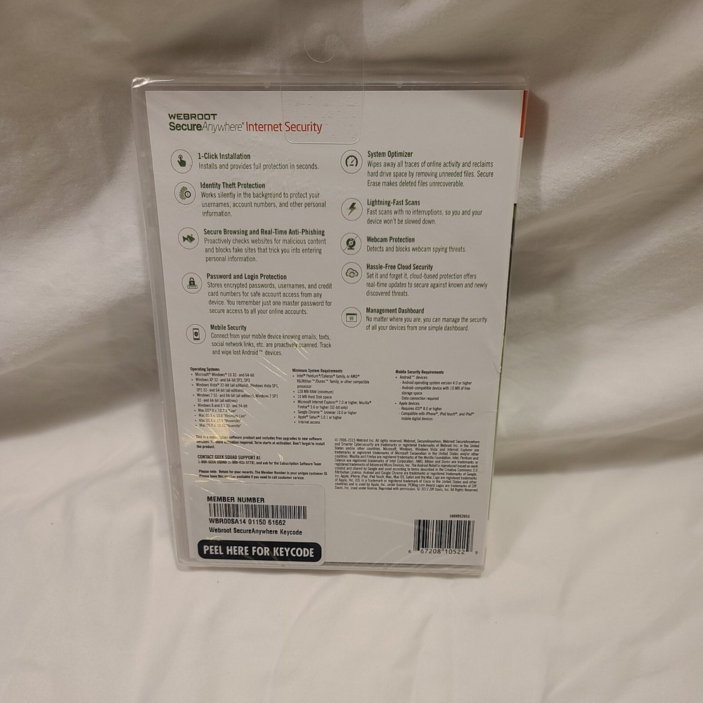 Webroot Secure Anywhere PC/Mac/Mobile Android & iOS-3 Devices Internet Security