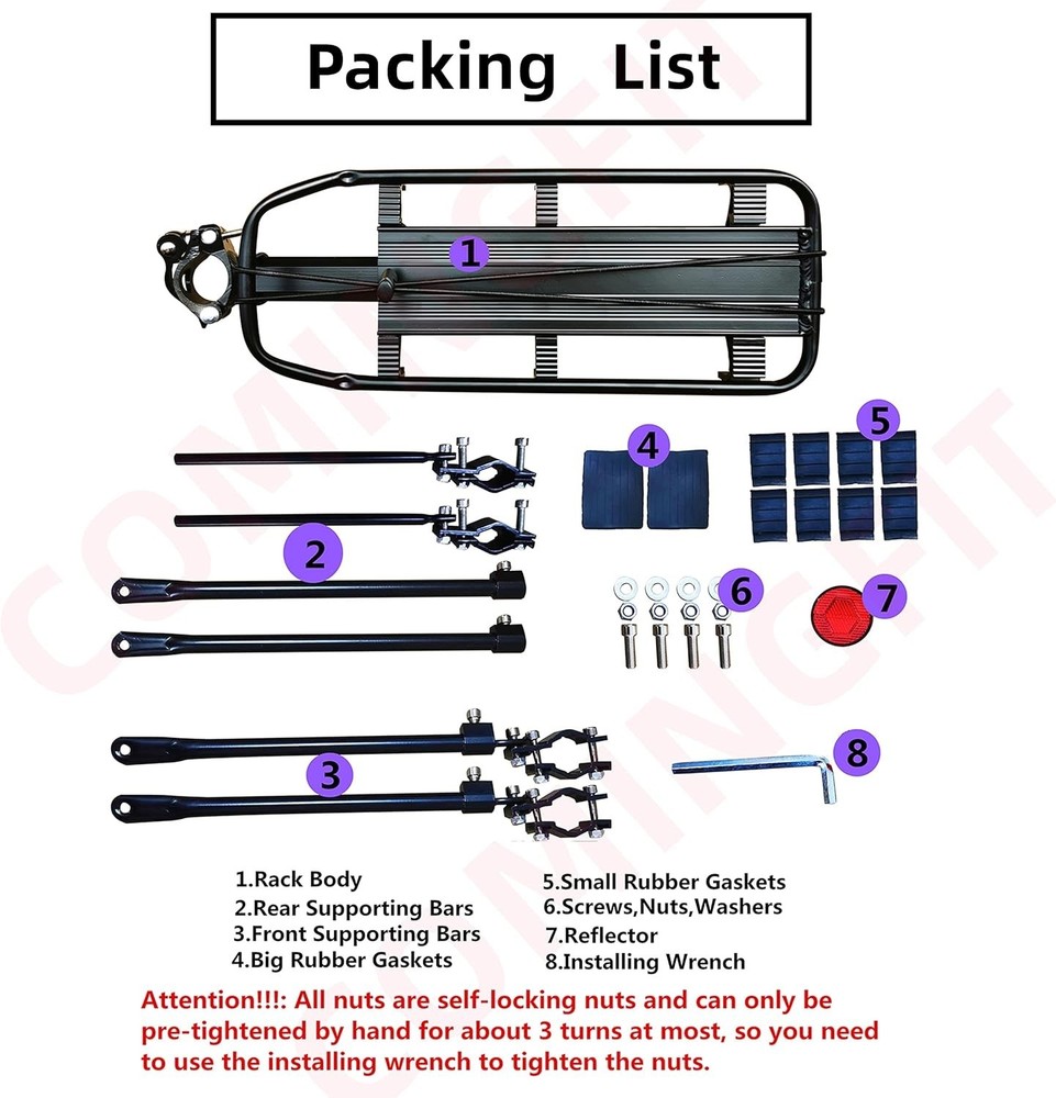 180lbs Capacity Solid Bearings Universal Adjustable Bicycle Luggage Cargo Rack