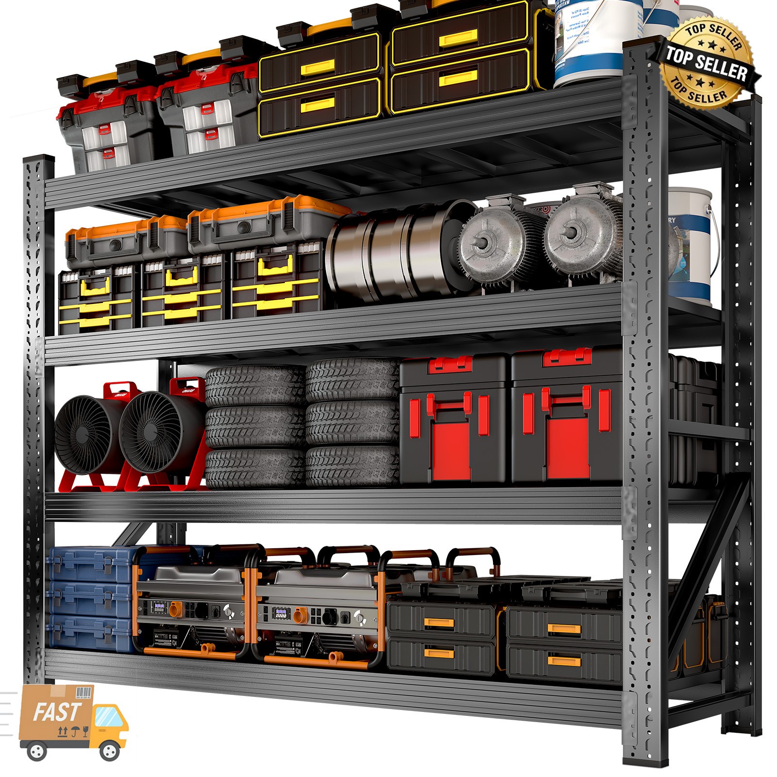 6000 LBS Garage Shelving Heavy Duty 4 Tier Storage Shelves Metal Organizer Rack