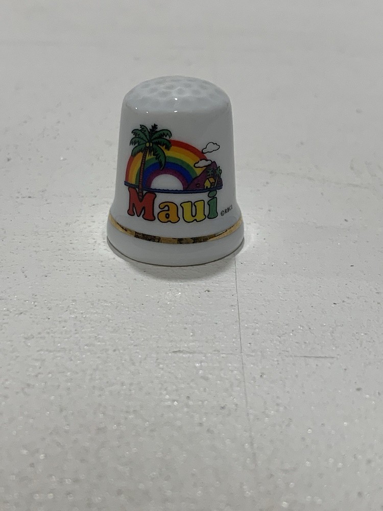 Maui Rainbow Volcano Palm Tree Vintage Thimble