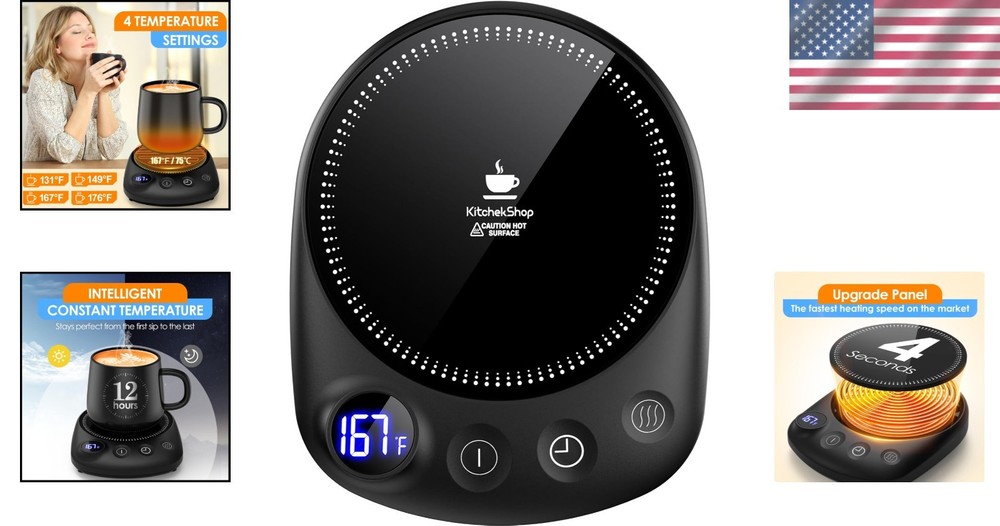 Smart Electric Beverage Warmer - 12H Timer, Auto Shut Off