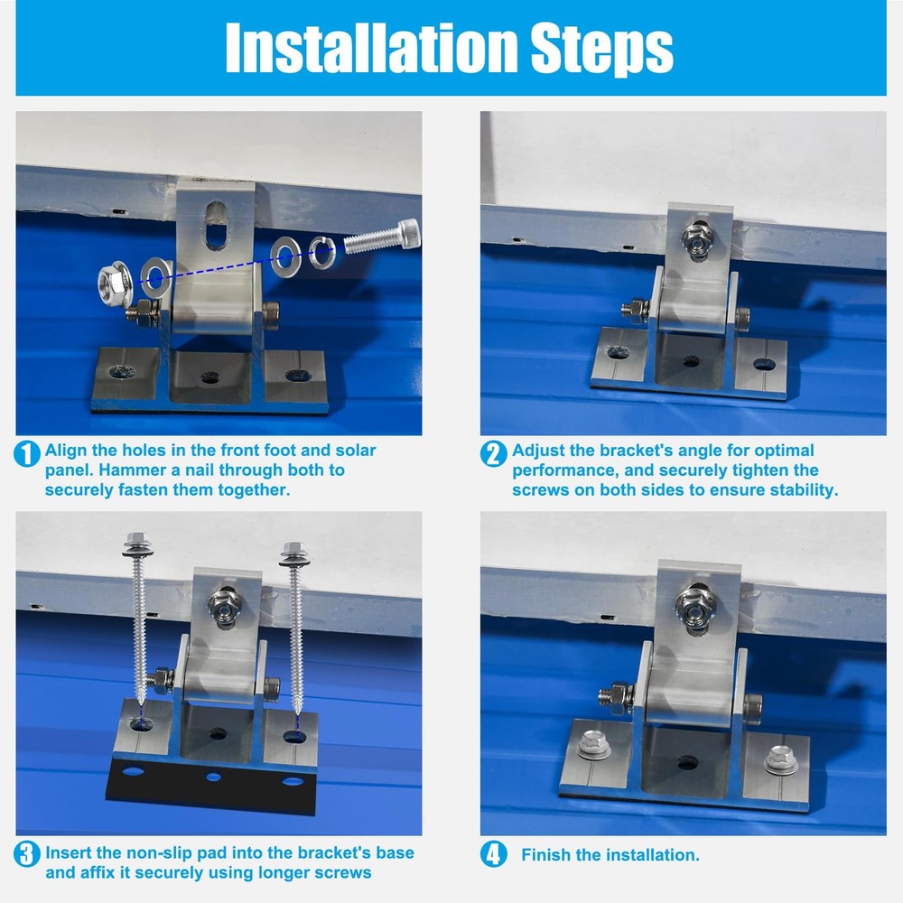 Solar Panel Mounting Brackets, 8PCS Adjustable RV 8PCS, Silver