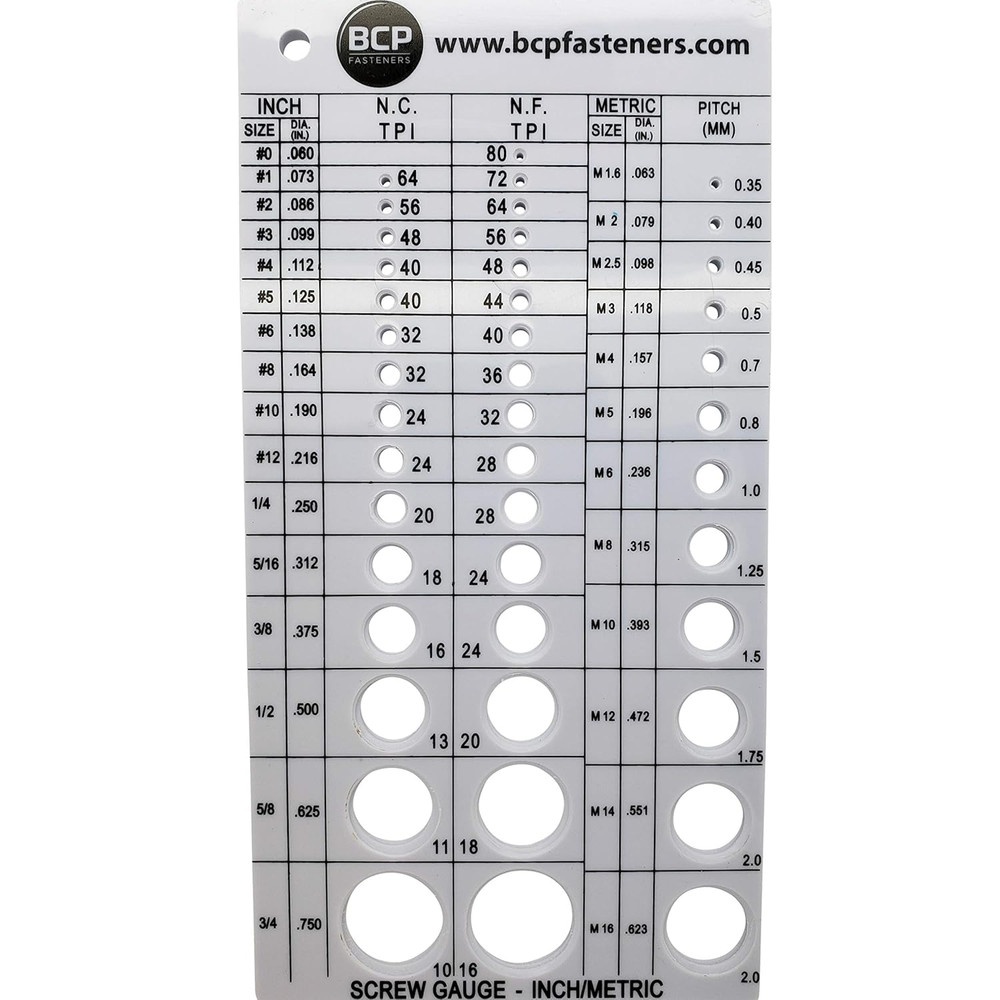 Precision Screw Thread Gauge - Metric & SAE with Drill Bit & Tap Size Guide