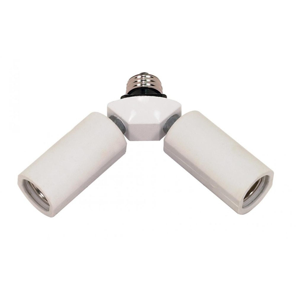 Articulating Twin Socket Adapter, White | SATCO 77607