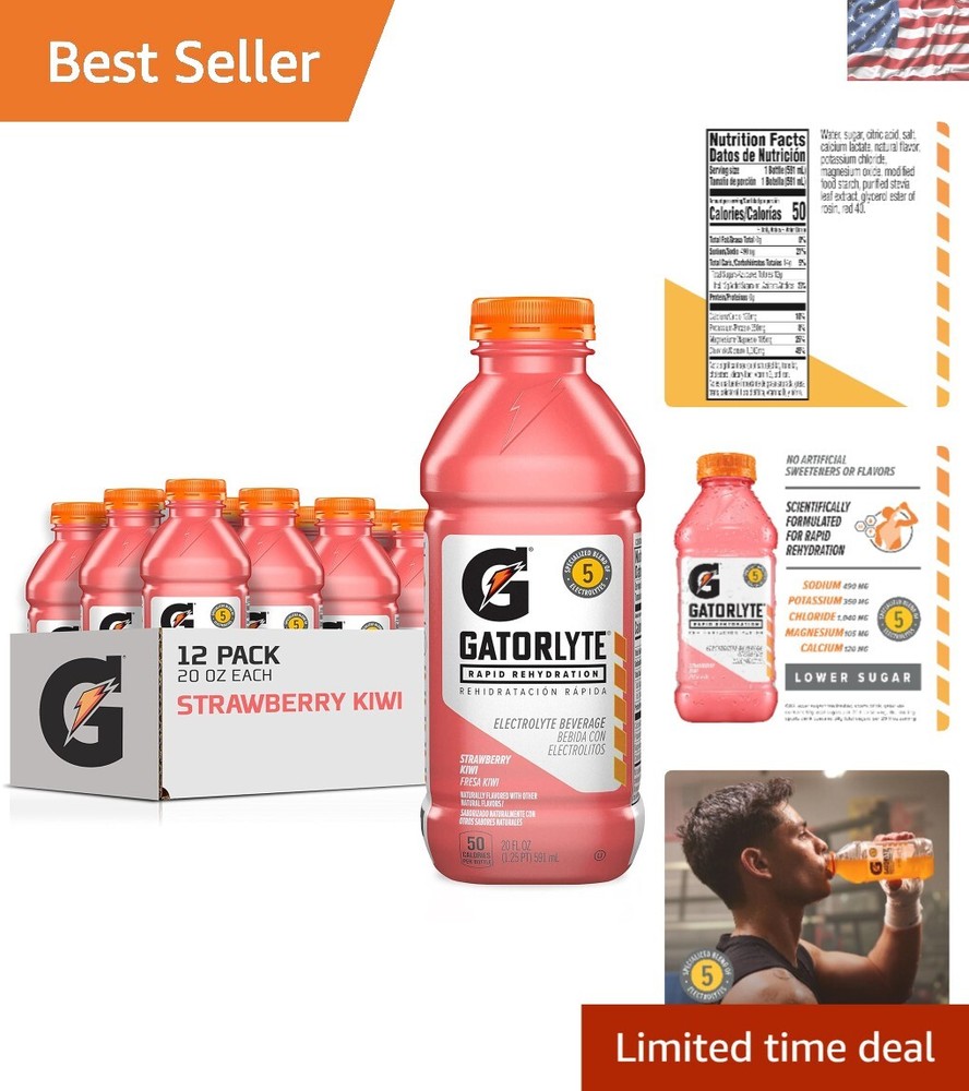 5 Electrolytes in Strawberry Kiwi Gatorlyte Drinks - 12 Pack for Quick Hydration