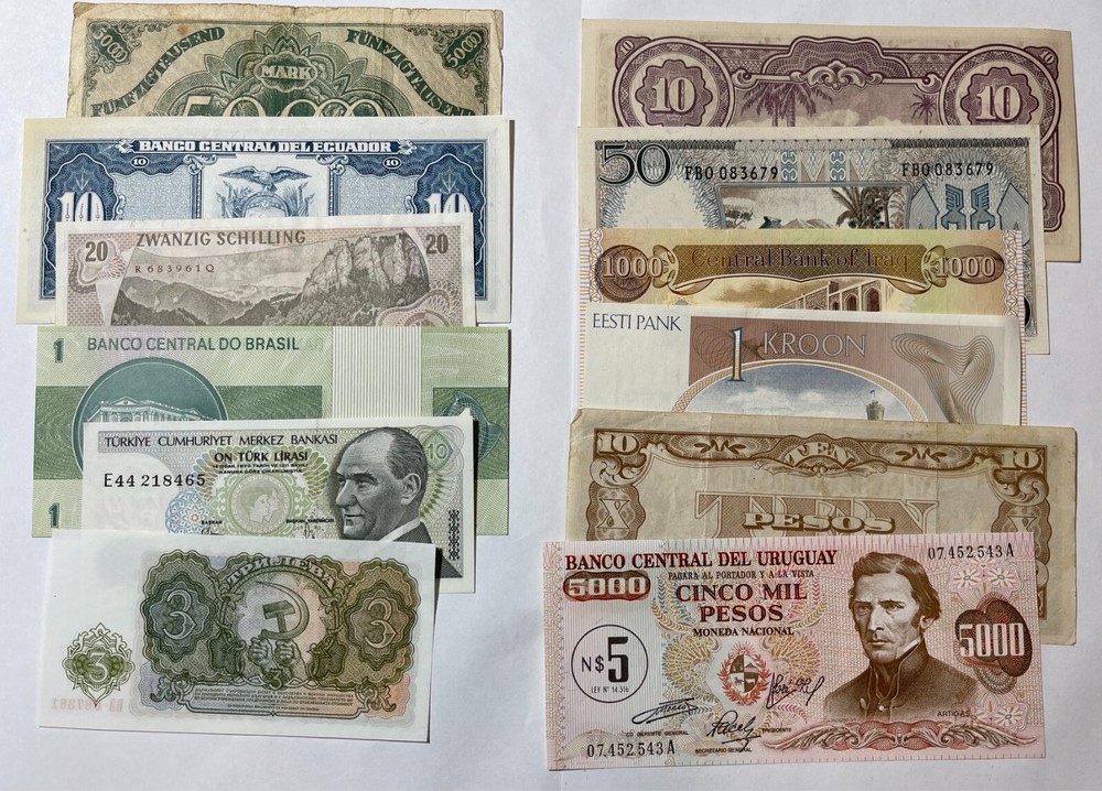 Old interesting foreign currency 15 pcs. (#814) mixed grades
