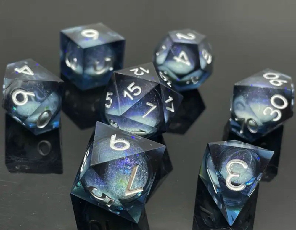 Galaxy Core Premium DND Dice Set | Sharp Edge Polyhedral Dice D&D Space Dice
