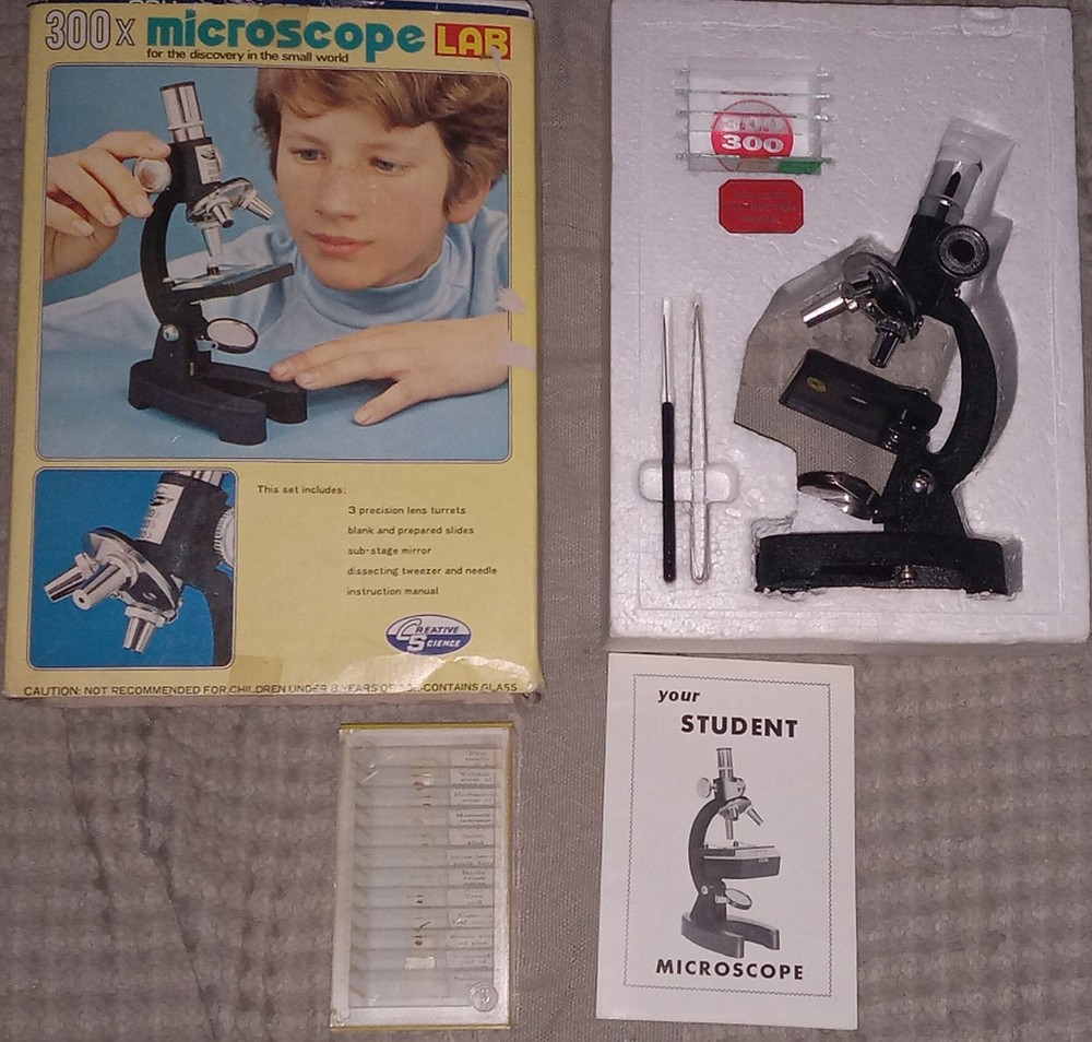 Vintage Creative Science 300 Power Microscope Lab set For Students!