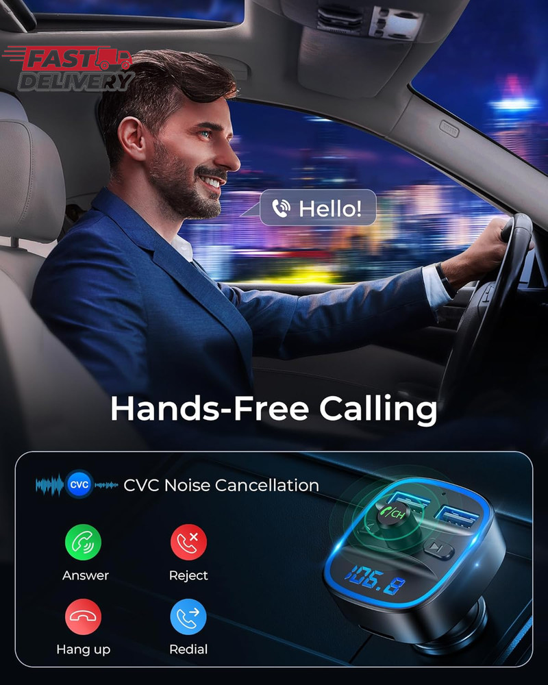 LENCENT FM Transmitter, Bluetooth FM Transmitter Wireless Radio Adapter Car Kit