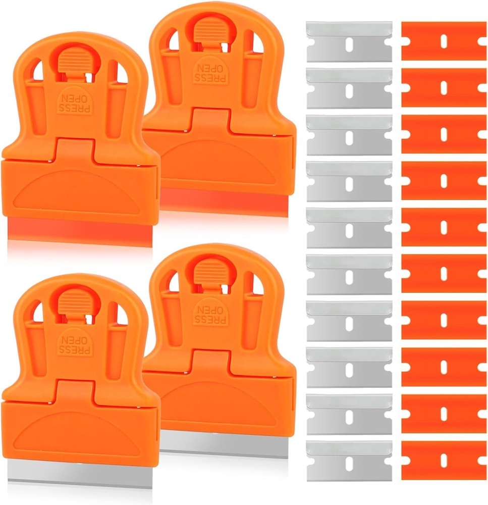 WEGAZ-4 Pcs Mini Plastic Razor Blade Scraper Tool-Suitable for Cleaning Windows