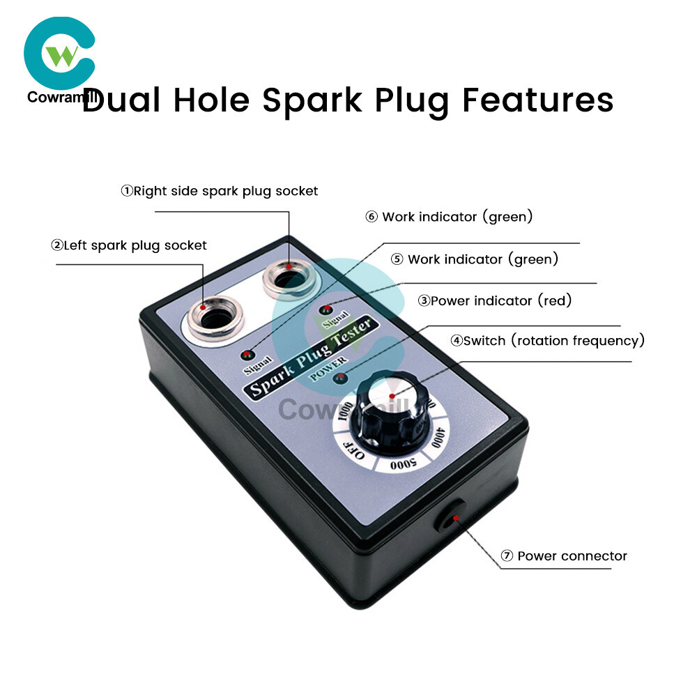 Dual Plug Car Spark Plug Tester 12V Gasoline Ignition Plug Diagnostic Analyzer