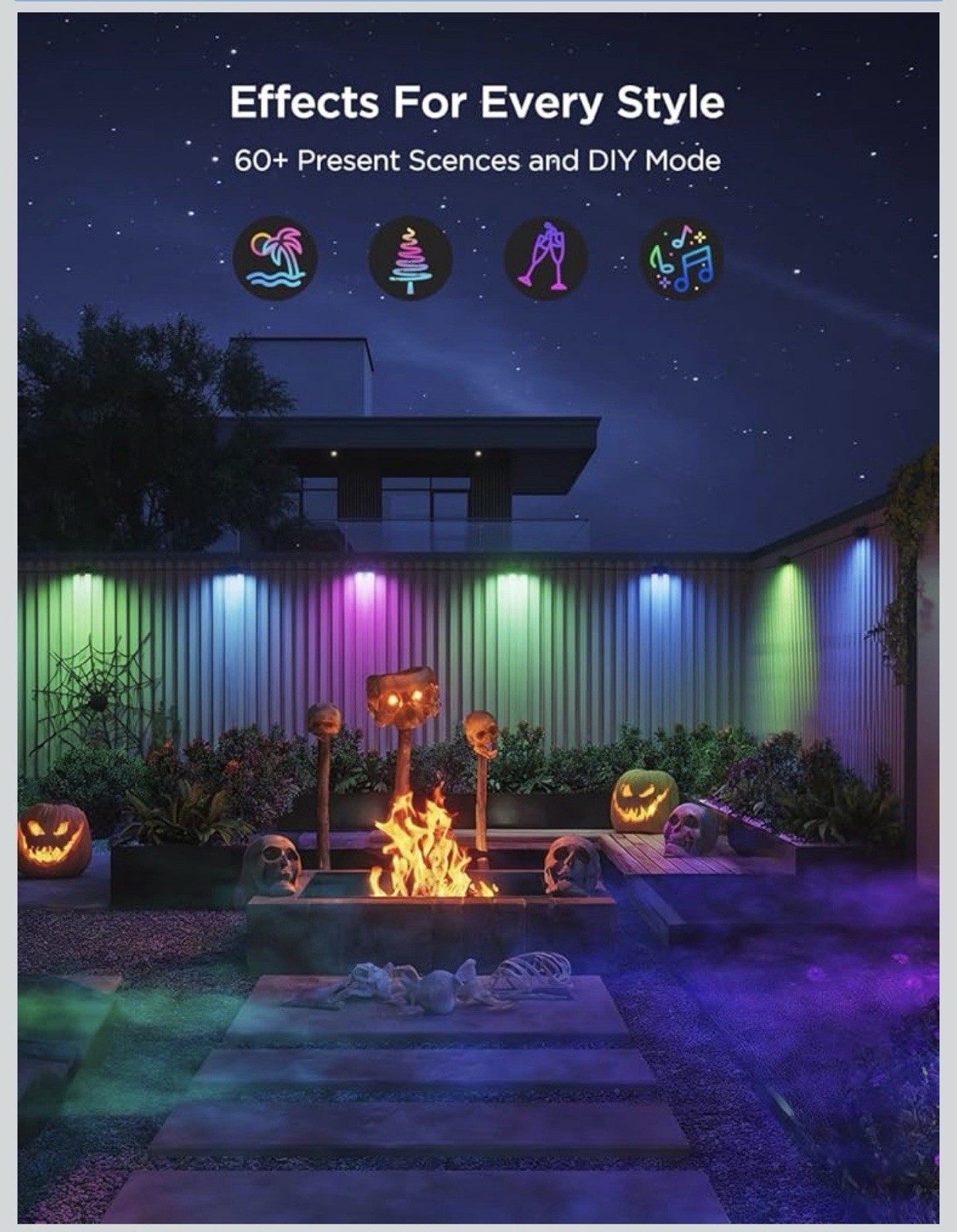 Govee Outdoor Deck Lights, Smart WiFi Outdoor Lights Work with Alexa 18 Lights