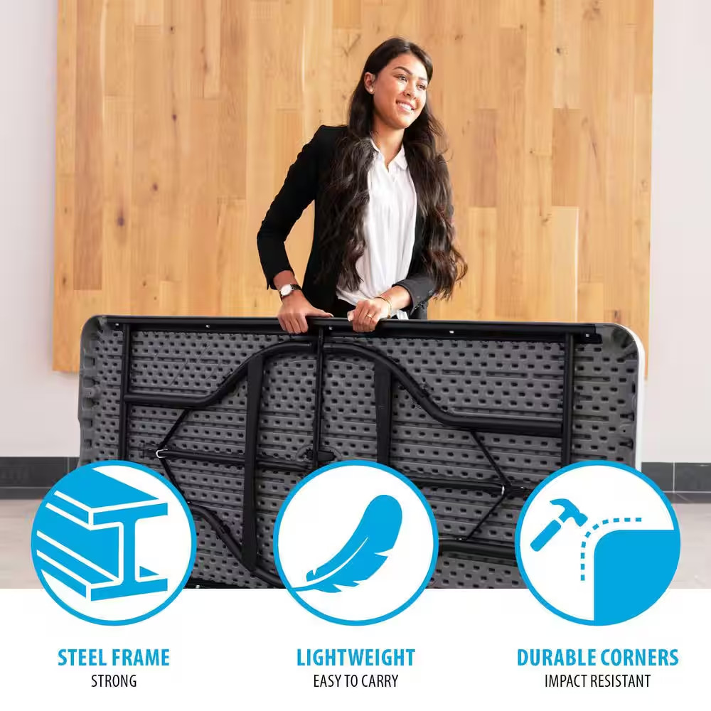 6 Ft. Gray Nesting Resin Folding Table (Commercial)