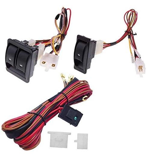 12V Universal Power Window Switch Kit, Wiring Harness kit for 2 Door