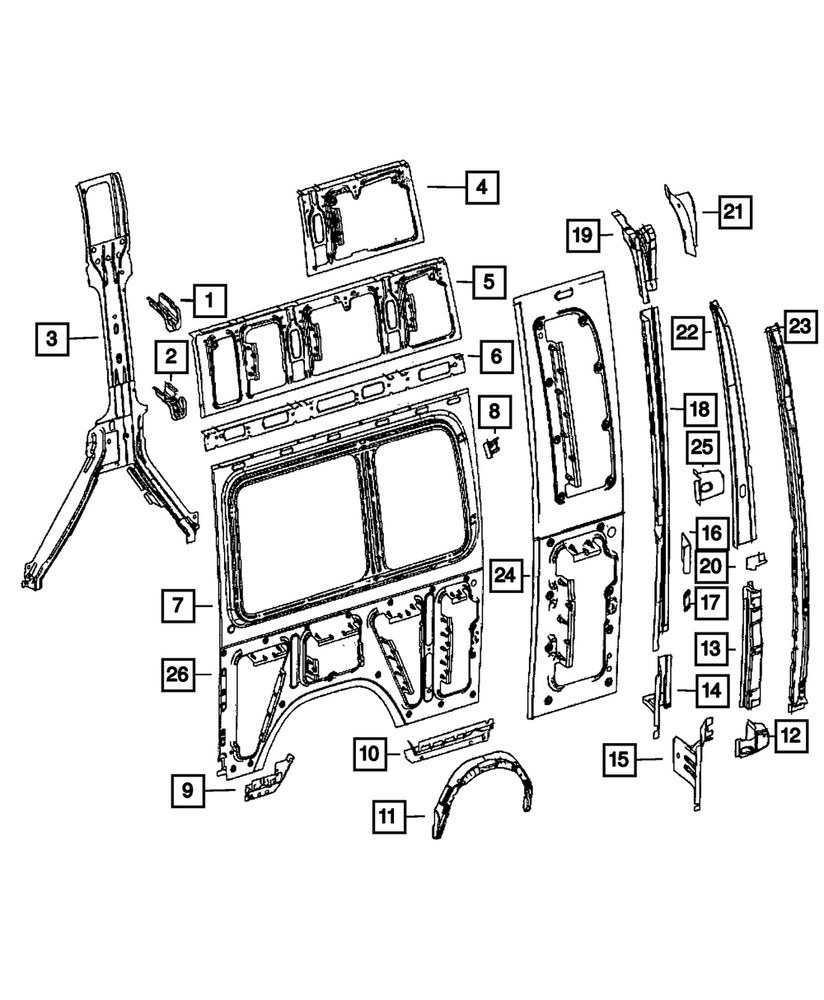 Genuine Mopar Side Panel Reinforcement 68008719AA