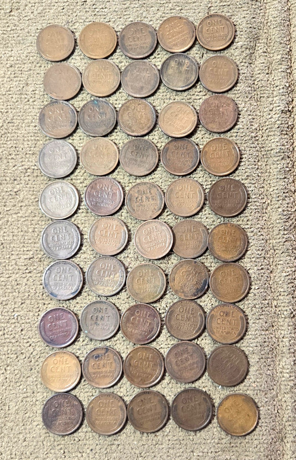 (50) circulated 1909 Lincoln Cents