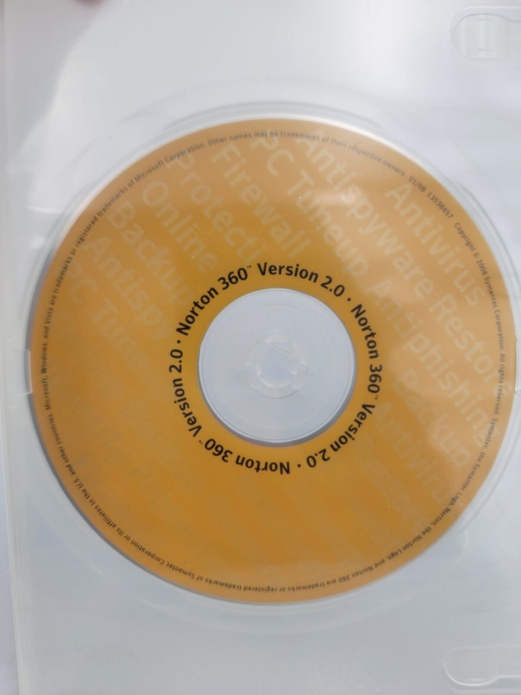 Norton 360 2.0 All-In-One Security Software CD Up To 3 PCs Version 2.0