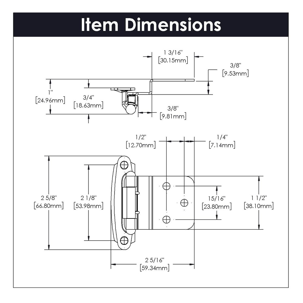 Hickory Hardware P143-BL Variable Overlay 3/8 Inch Inset - Surface Face Frame...