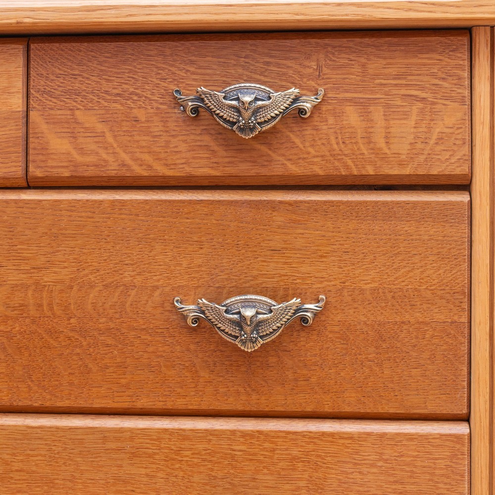 “Flying owl” vintage solid brass cabinet handle – dresser drawer pull, handmade
