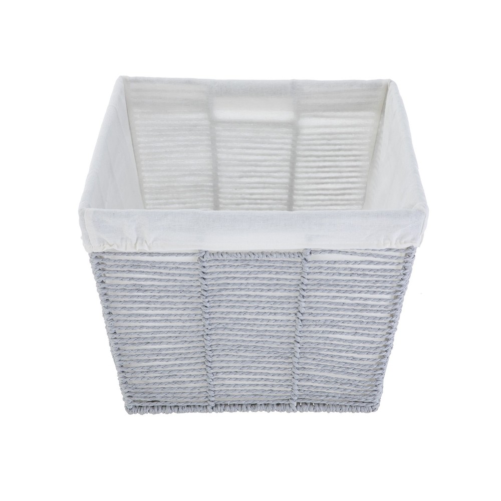 Medium Gray Twisted Paper Rope Decorative Storage Basket W/ Removable Liner