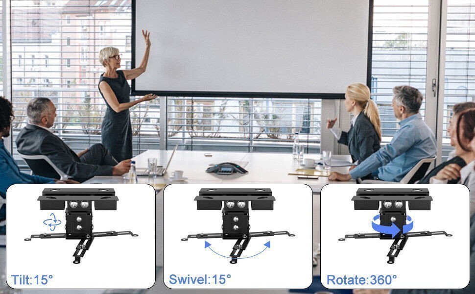 Universal Extendable Tilt DLP LCD Ceiling Projector Mount Bracket 44 lbs - Black
