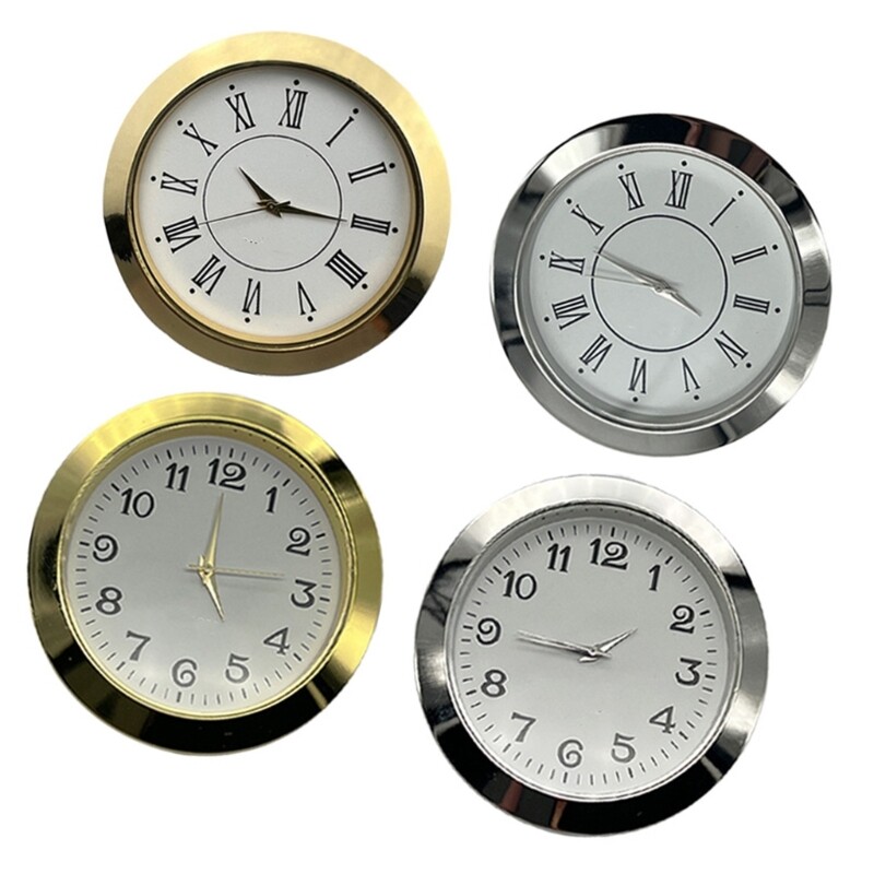 4Pcs Clock Inserts 55mm Diameter with Classical Arabic Roman Numerals Design