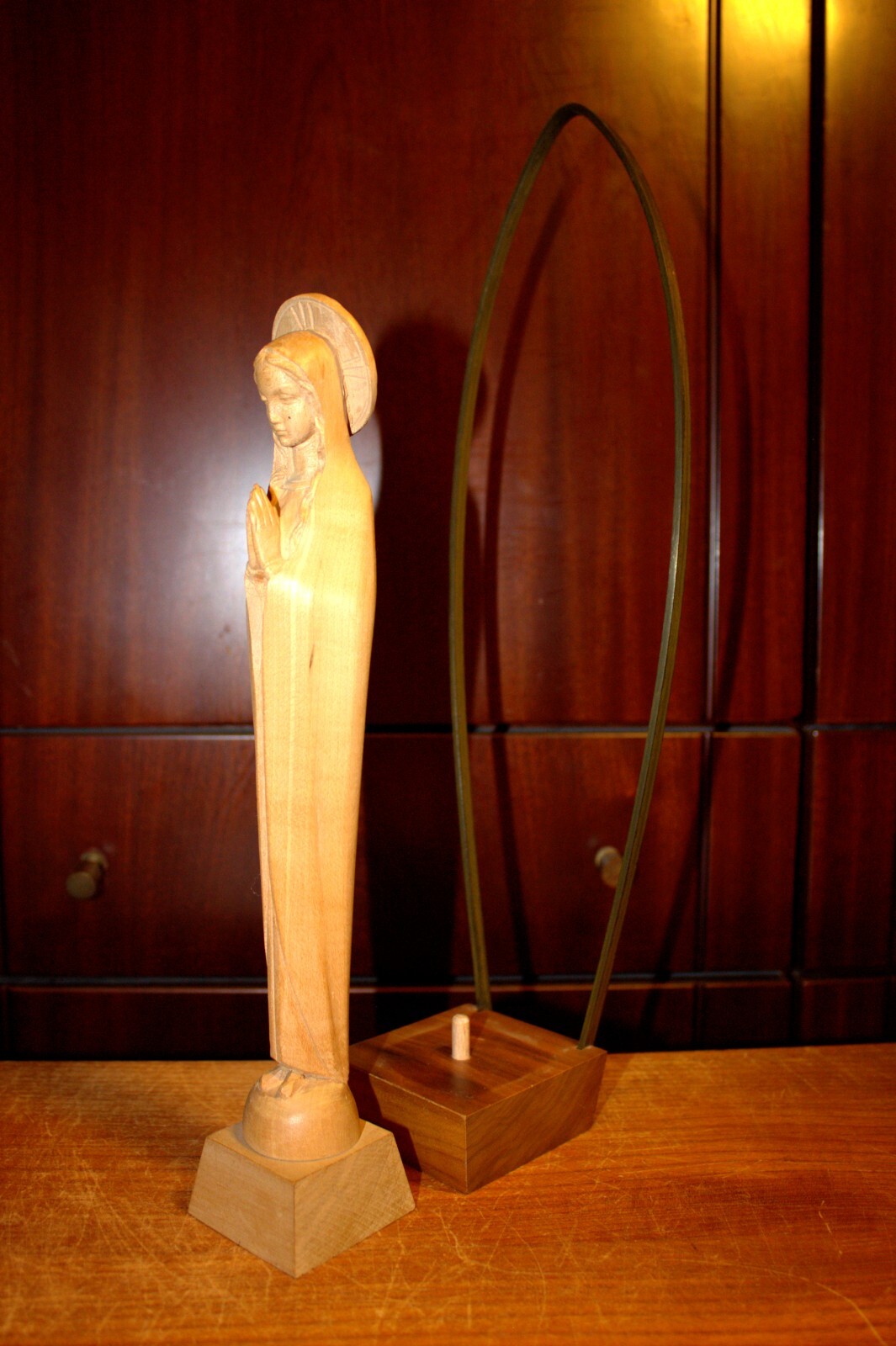 ANTIQUE 12/15" HAND CARVED WOOD CATHOLIC VIRGIN MARY OUR LADY STATUE FIGURE GIFT