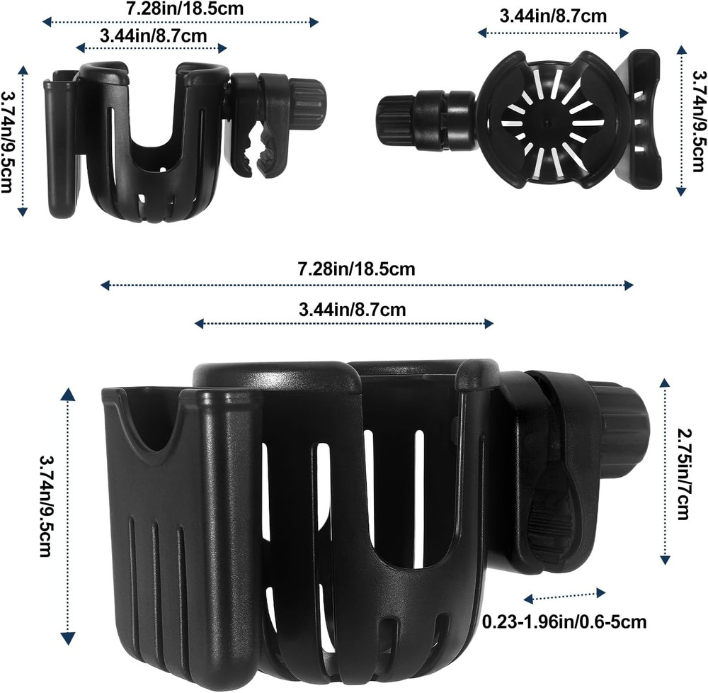 Rollator Cup Holder for Rolling Walker with Phone Holder,360° Rotatable,Black