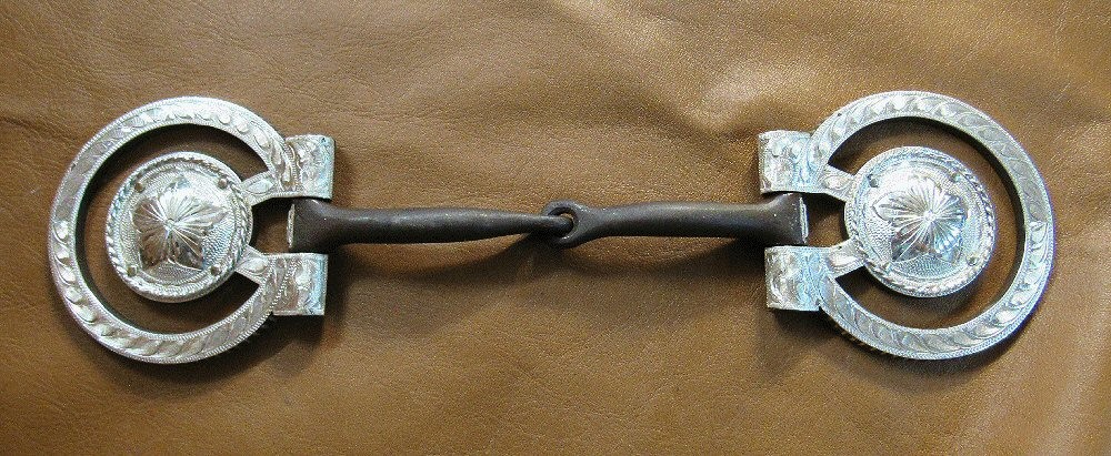 E Garcia D Ring Engraved Concho Snaffle Bit Brown Finish