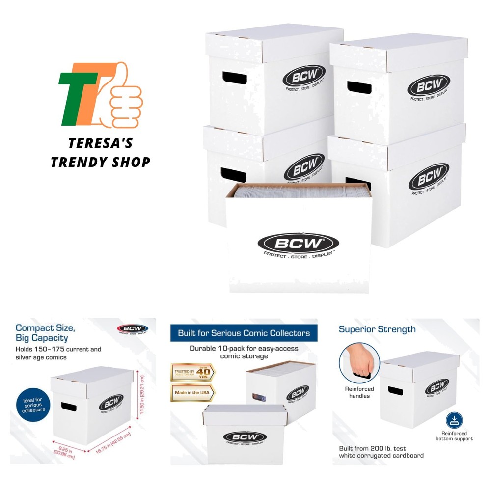 Short Comic Storage Box - 5 Pack | Holds 150-175 Current/Silver Age Comics | ...